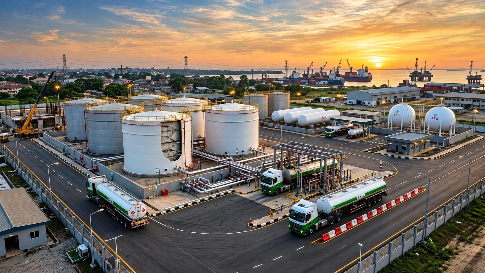 Petroleum storage tanks and fuel infrastructure representing conventional energy operations
